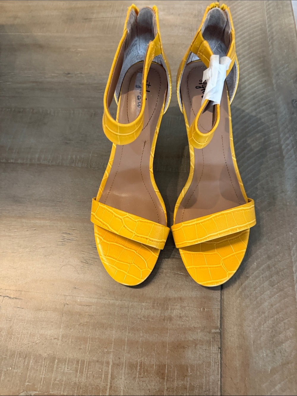 Style & Co. Yellow Croc-Embossed Open-Toe Ankle-Strap Sandals